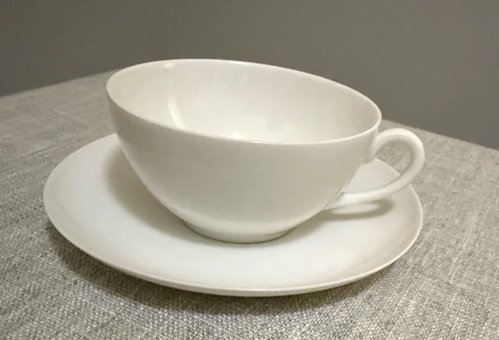 Antique CFH Haviland Limoges France Cup & Saucer White 1890-1930 Thin Porcelain